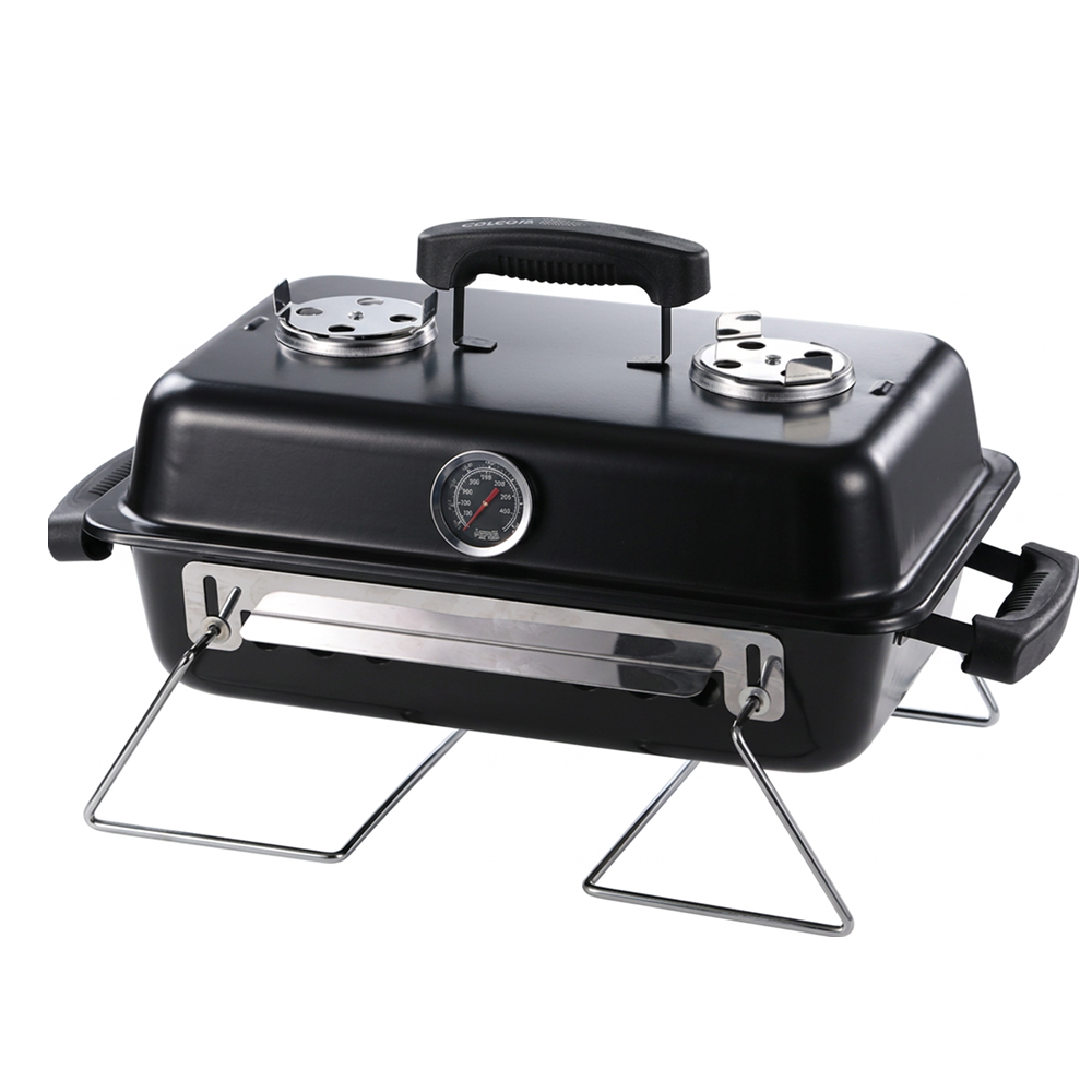꾸버스 스모킹셰프 바베큐그릴 휴대용 접이식 캠핑 숯불 BBQ 훈제 직화 법랑 사각 화로대 - 상세 이미지 4