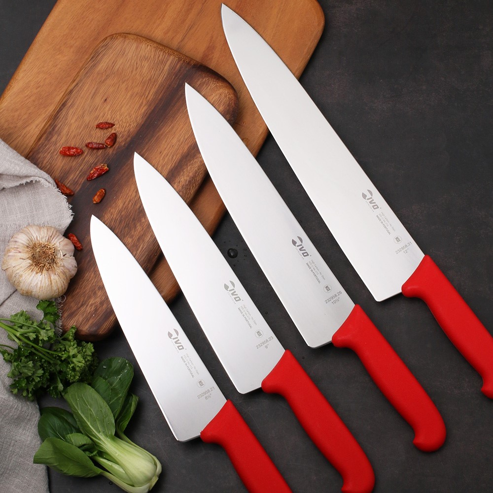 IVO 고탄소 스테인레스 주방칼 식도 식칼 김밥칼 셰프 나이프 31cm, 레드, 1개 - 상품 이미지