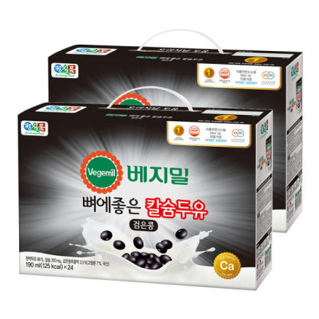 베지밀 뼈에좋은 칼슘 검은콩 두유 190ml 48팩