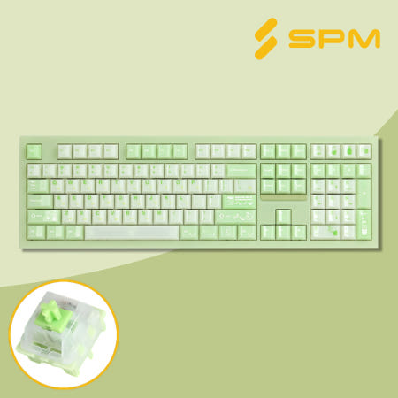 SPM 몽돌 키보드 PL108W 풀배열 메론우유, 저소음 잎새축