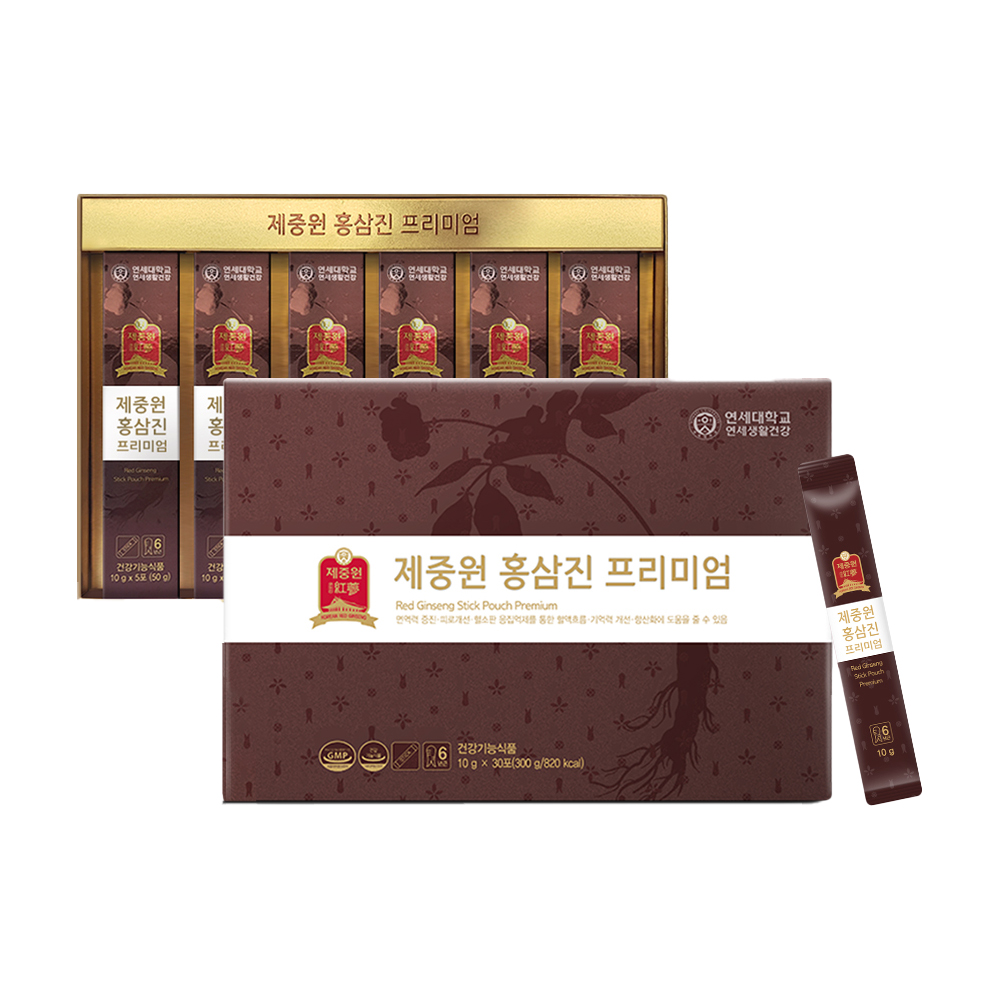 연세생활건강 제중원 홍삼진 프리미엄/홍삼스틱 명절선물 진세노사이드15mg 30포, 1개 - 상품 이미지