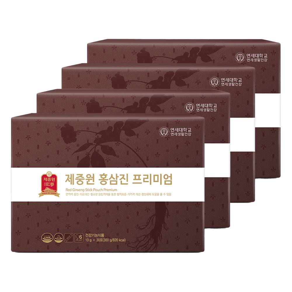연세생활건강 제중원 홍삼진 프리미엄/홍삼스틱 명절선물 진세노사이드15mg 30포, 4개 - 상품 이미지