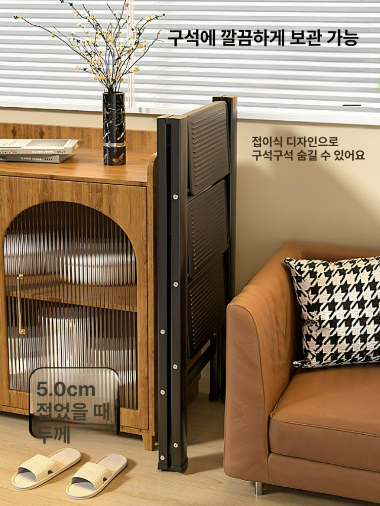 접이식 실내 사다리 다용도 가정용 발판 계단형 공간절약 작업용 클래식블랙 2 - 상세 이미지 4