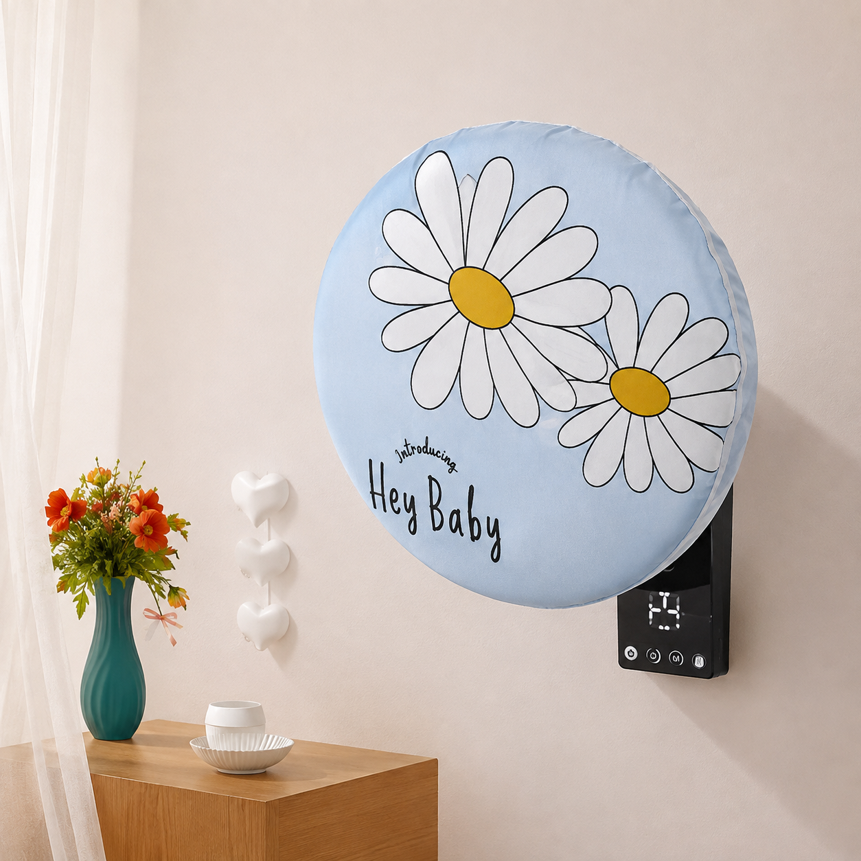 롱 스탠드 선풍기 커버 벽걸이 덮개 50cm X 50cm, 벽걸이선풍기커버 하트플라워(블루) 이미지 8