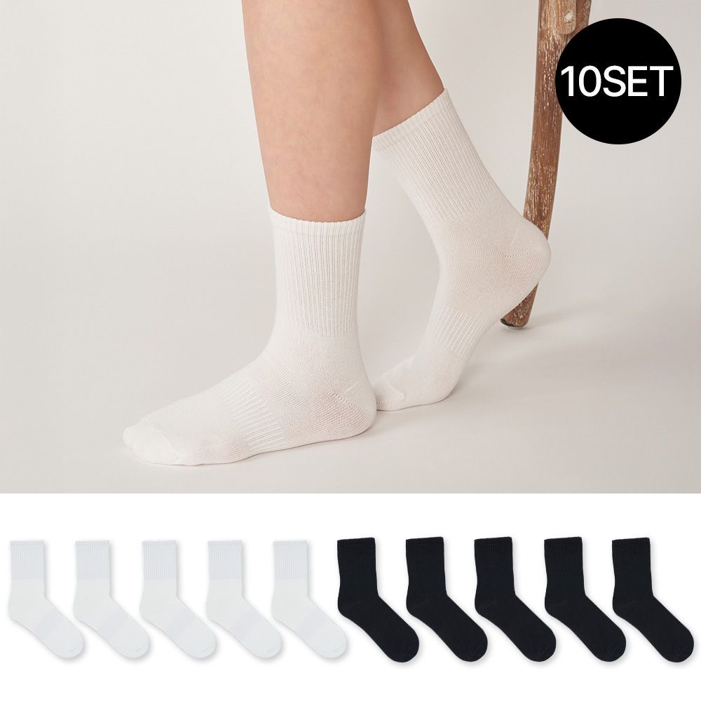 싹스탑 10켤레 여성 데일리 베이직 매일 신는 대용량  양말 세트 - 상품 이미지