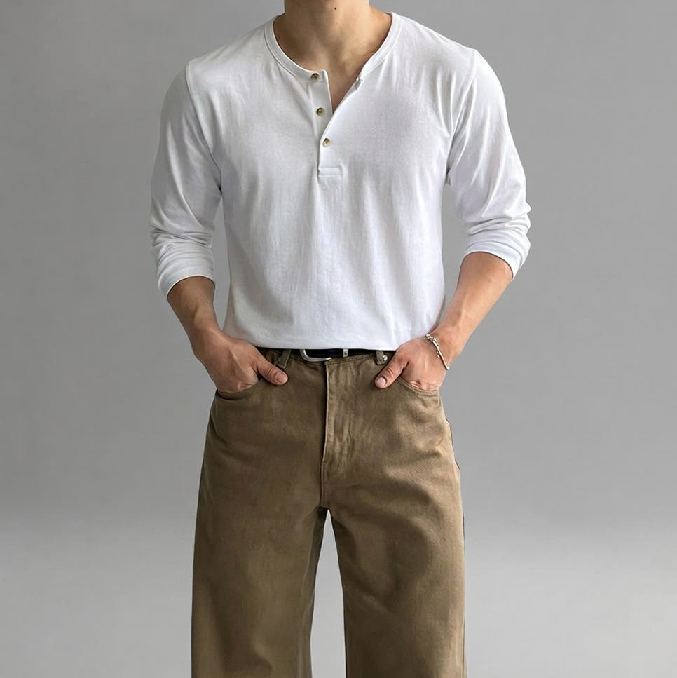 헨리넥긴팔 흰색 남자긴팔티 가격 비교 mamedro 헨리넥긴팔 흰색 남자긴팔티