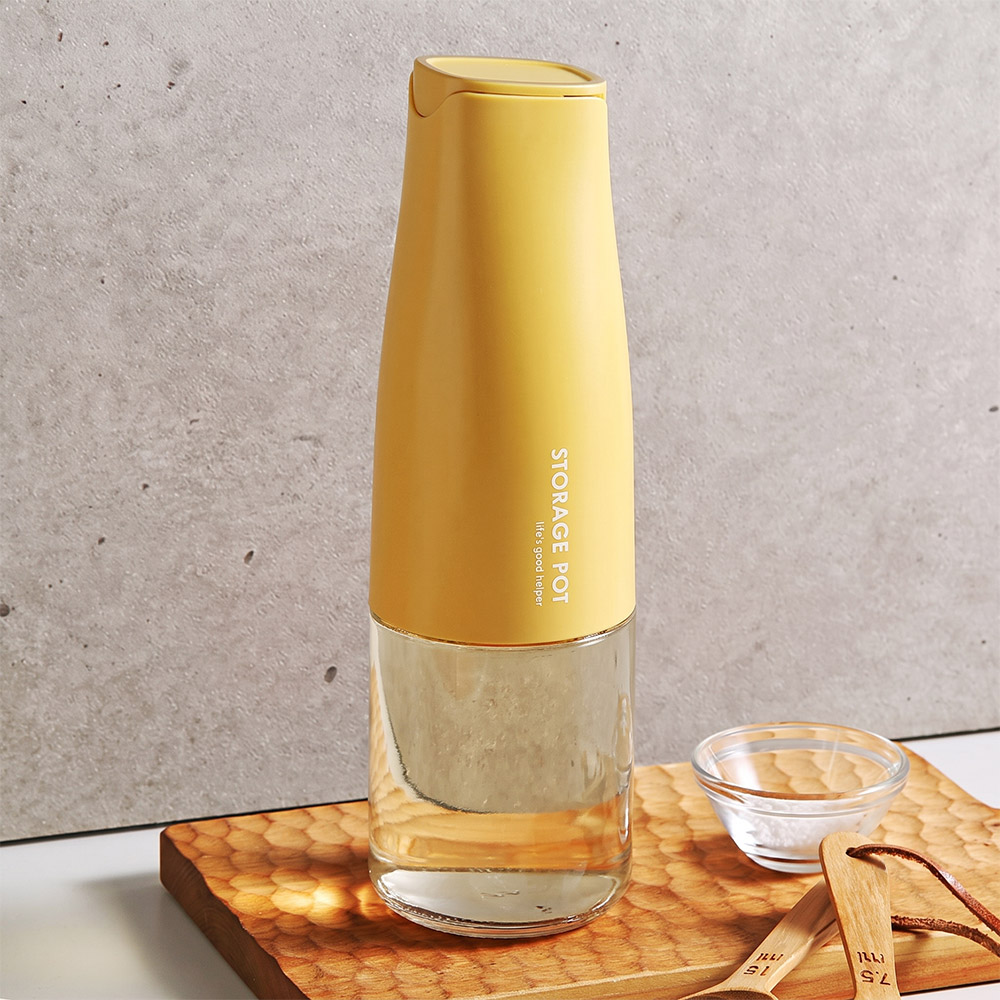 모던 자동개폐 유리 기름 참 간장 소스 소분용기 오일병 양념통 500ml, 옐로우, 1개 - 상품 이미지