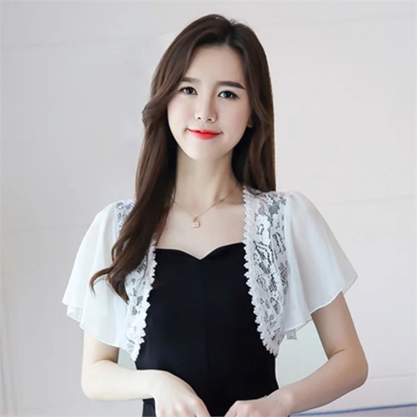 여름볼레로가디건 어깨 숄 여성 반팔볼레로가디건 레이스 - 상품 이미지