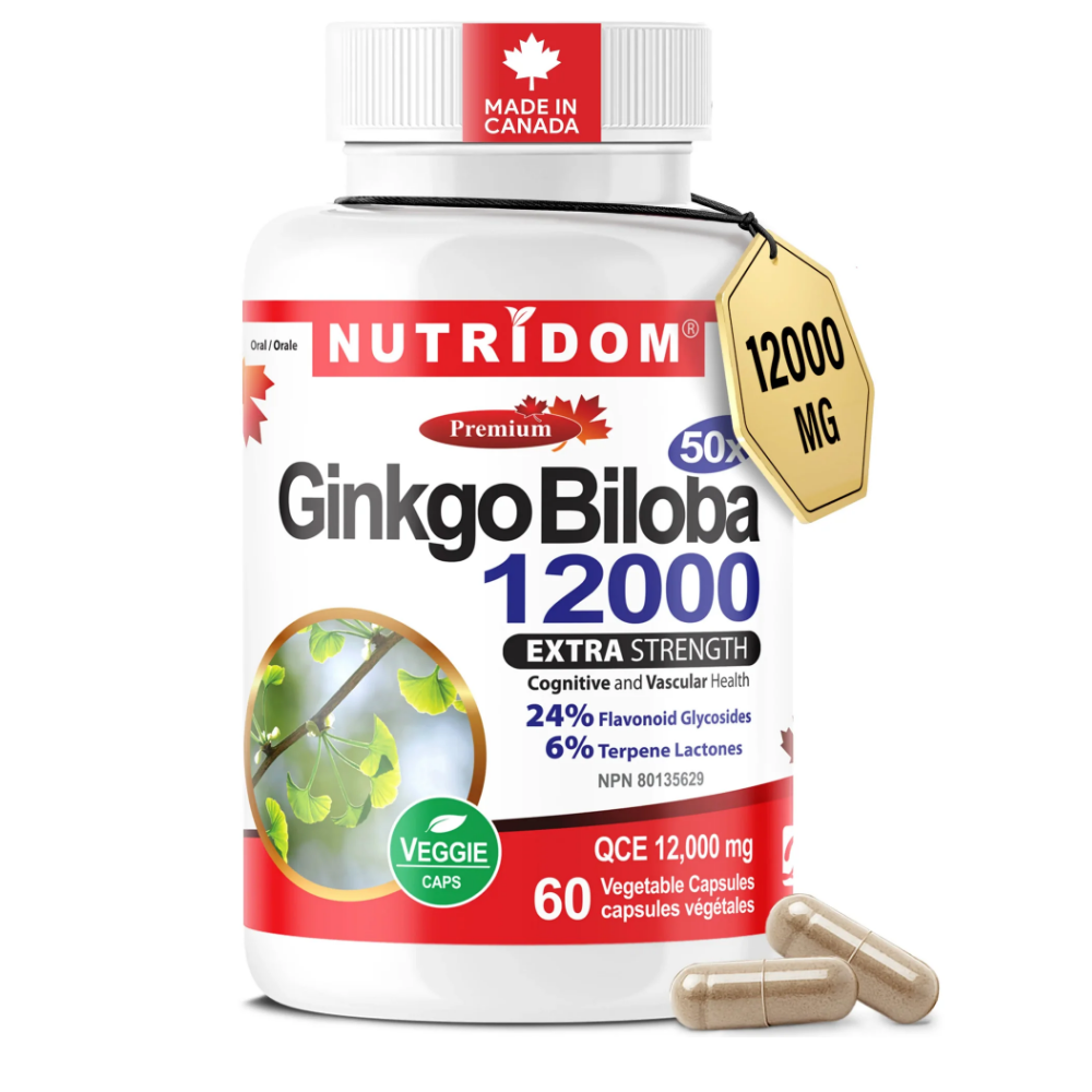 뉴트리돔 징코 빌로바 50배농축 은행잎 추출물 12000mg 60캡슐, 1개 - 상품 이미지