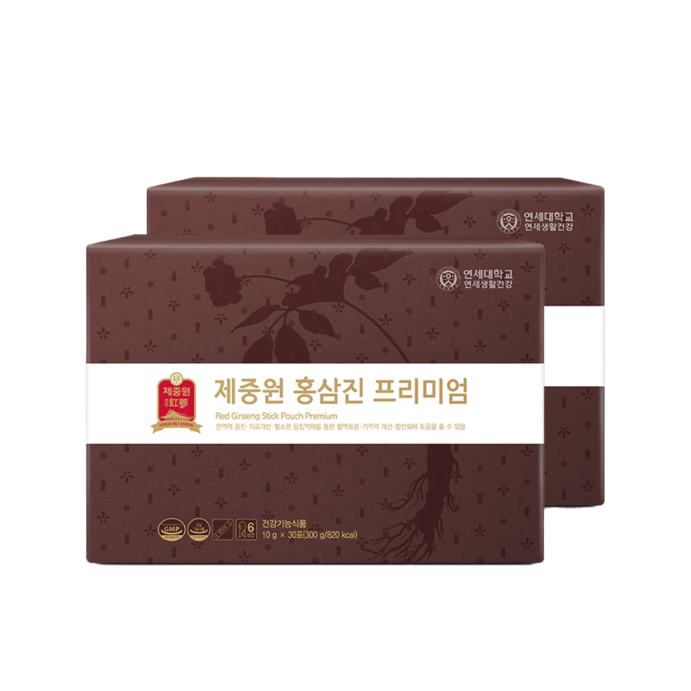 연세생활건강 제중원 홍삼진 프리미엄/홍삼스틱 명절선물 진세노사이드15mg 30포, 2개 - 상품 이미지