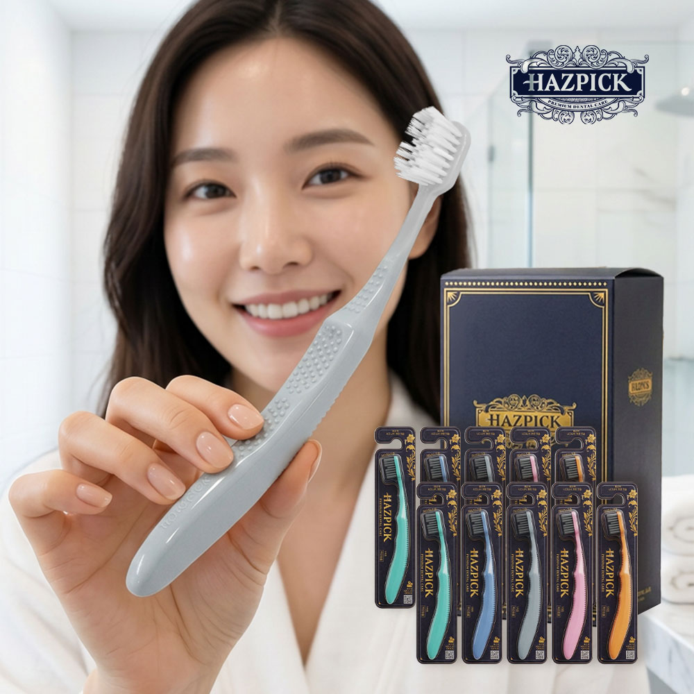해즈픽 치과의사개발 어금니 칫솔 임플란트 교정치아 관리 이중 미세모 그래핀 칫솔 10개입 - 상품 이미지