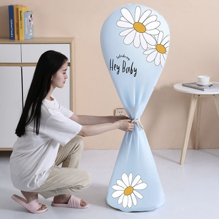 롱 스탠드 선풍기 커버 벽걸이 덮개 50cm X 50cm, 벽걸이선풍기커버 하트플라워(블루) - 상세 이미지 5