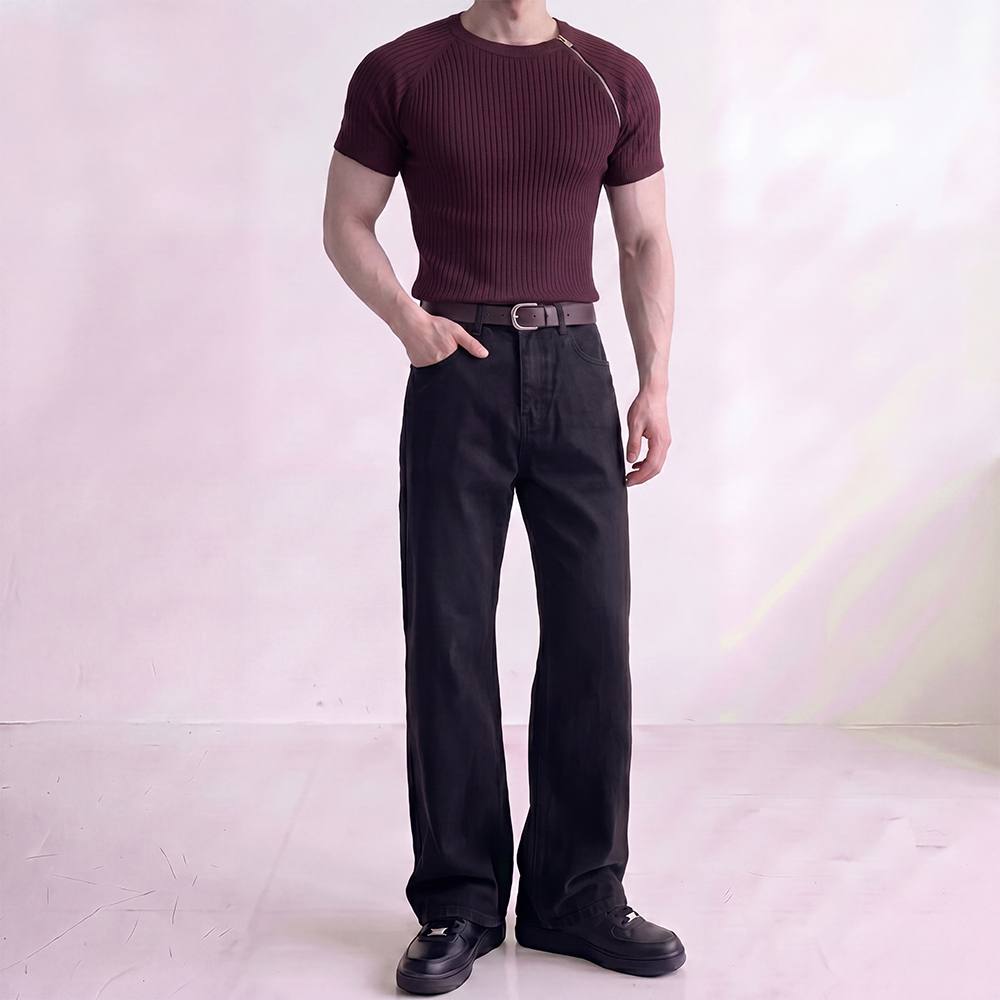 유니크한 머슬핏 블랙진 코디 이미지 7