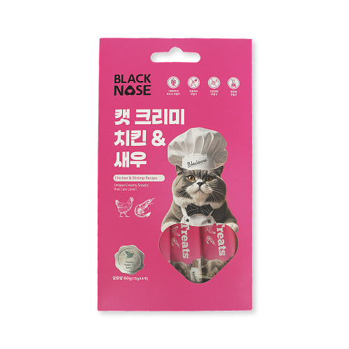 블랙노즈 캣크리미 스틱 길냥이 길고양이 간식 치킨 새우, 60g, 12개 - 상세 이미지 2
