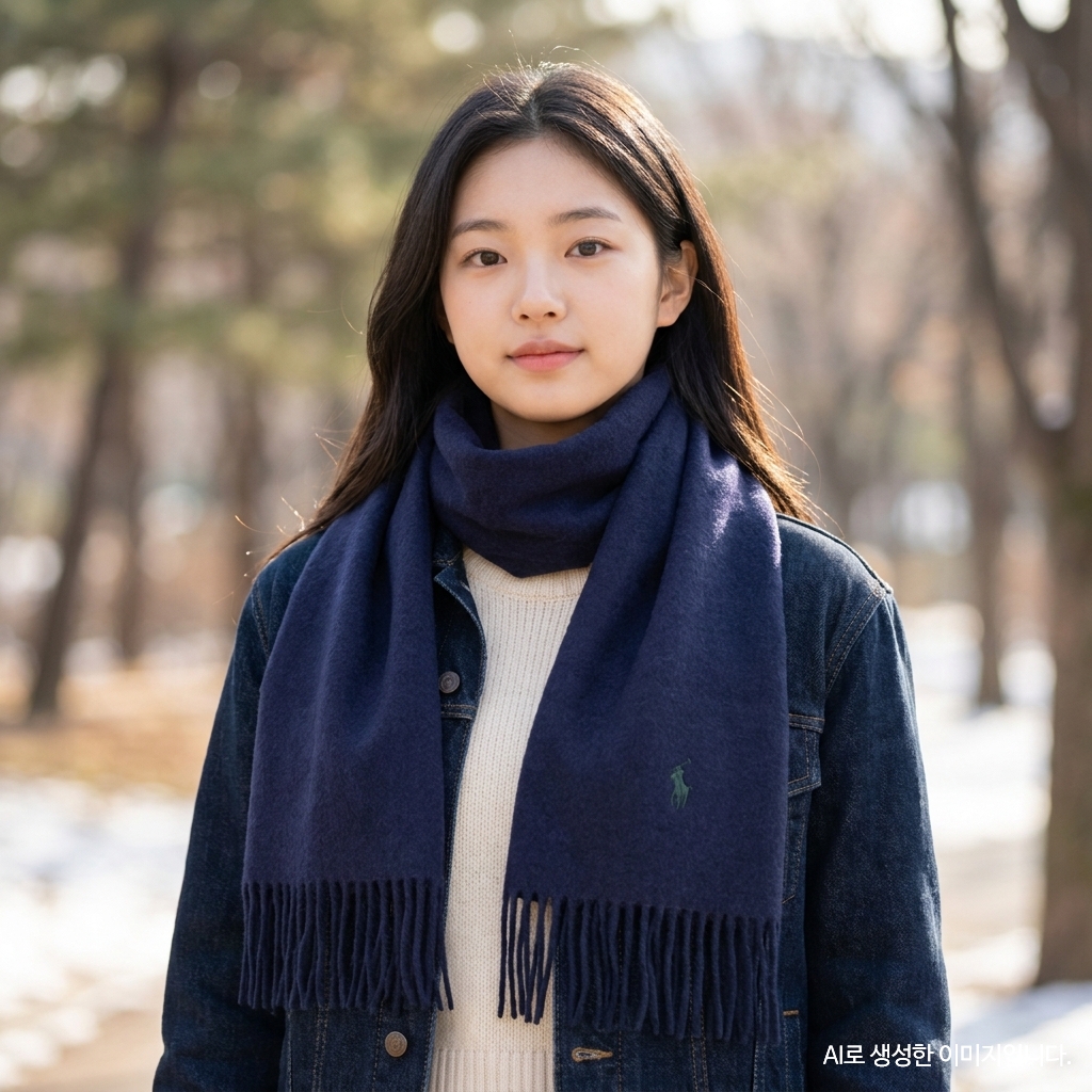 폴로 랄프로렌 목도리 스카프 머플러 PC0476-411 네이비 미국판 - 상품 이미지