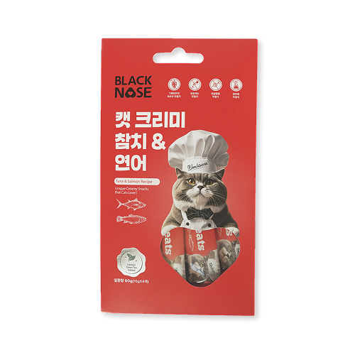 블랙노즈 캣크리미 스틱 길냥이 길고양이 간식 참치 연어, 60g, 12개 - 상세 이미지 2