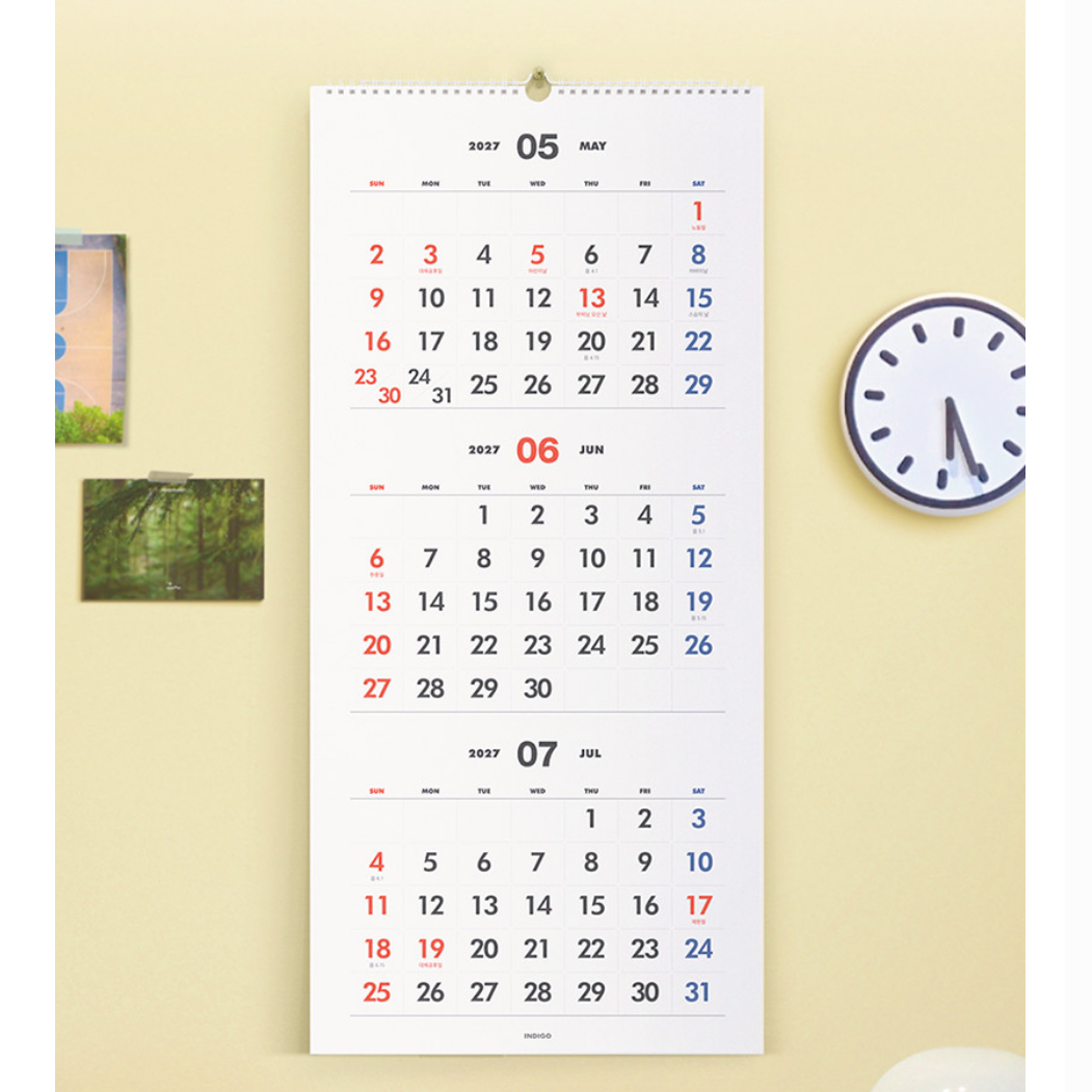 2026 삼단 달력 26년 벽걸이 달력 26 큰 2026년 달력 - 상품 이미지