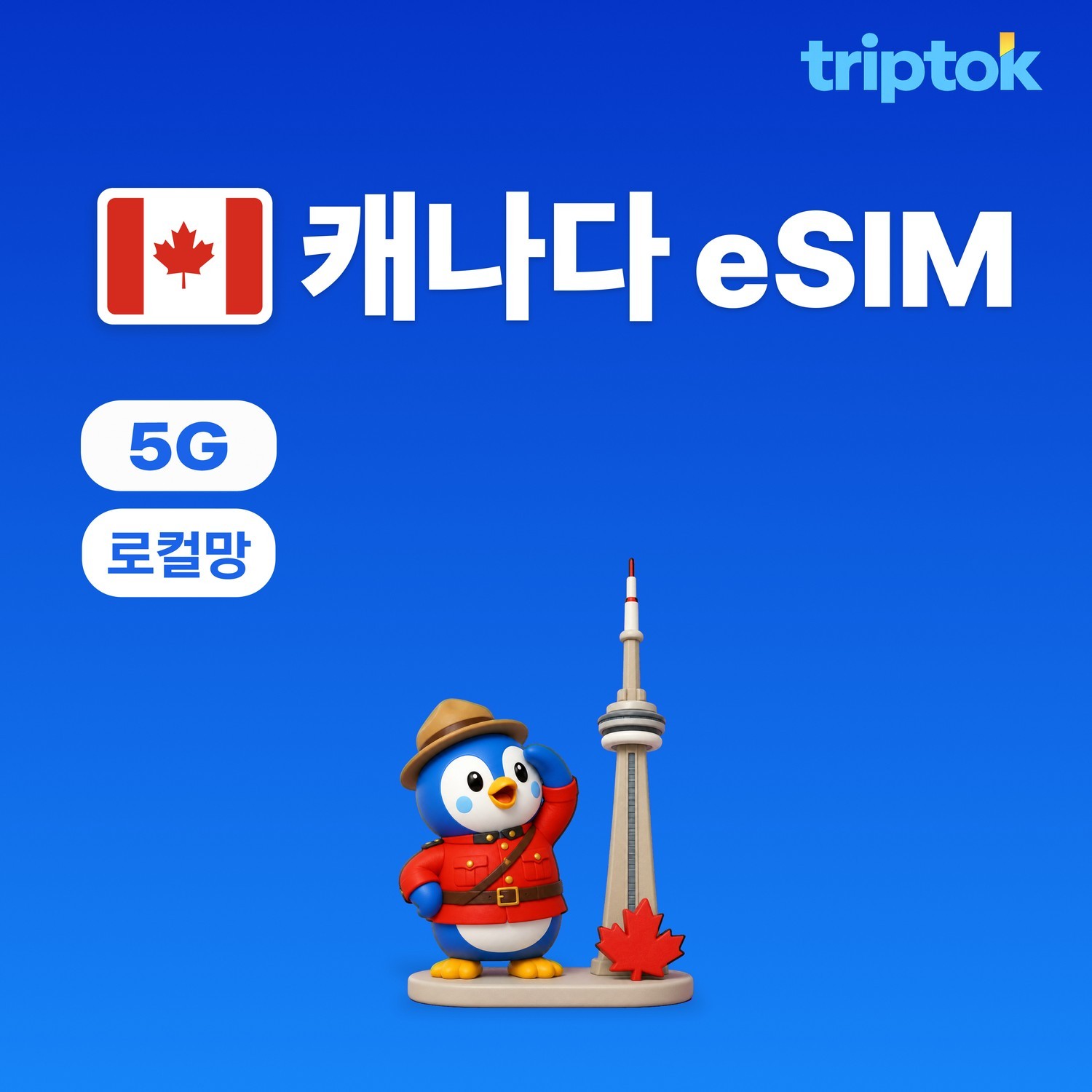 캐나다 초고속 로컬망 eSIM e심 토론토 밴쿠버 트립톡 30일 75GB 데이터 - 상품 이미지