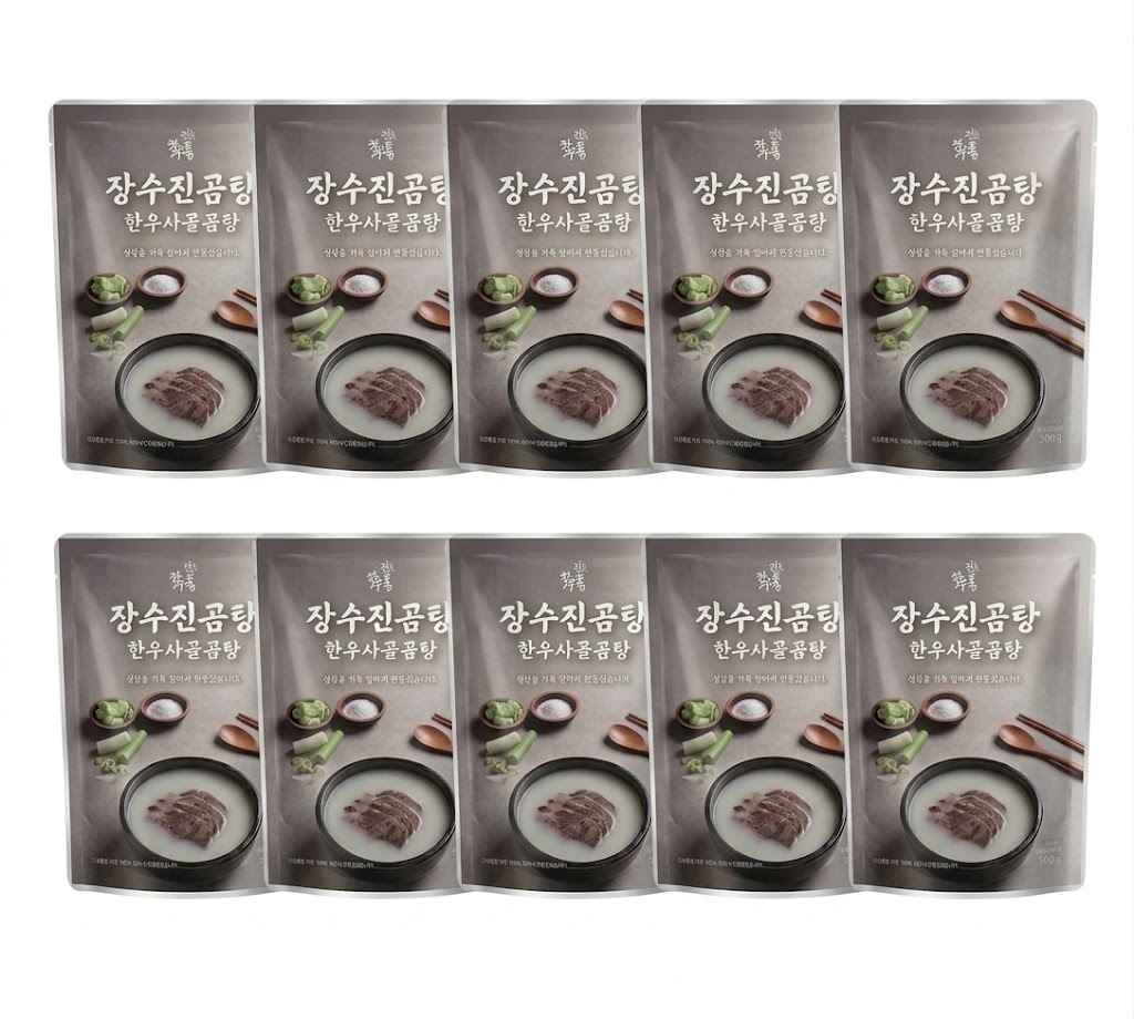 장수진곰탕 한우 사골곰탕 고기곰탕 500g 진한 곰탕 육수 냉동 간편식 고기곰탕, 540g, 10개 - 상품 이미지