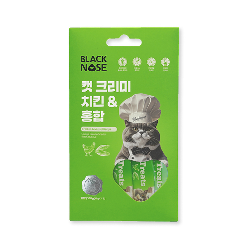 블랙노즈 캣크리미 스틱 길냥이 길고양이 간식 치킨 홍합, 60g, 1개 - 상세 이미지 2