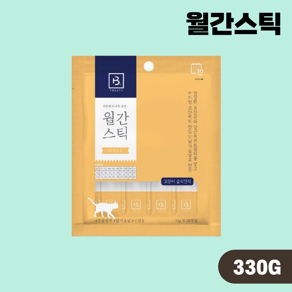 월간스틱 대용량 짜먹는 고양이간식 닭가슴살, 330g, 1개 - 상품 이미지