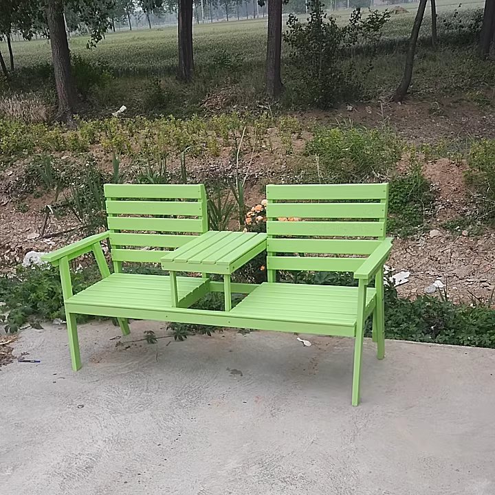 2인 등받이 벤치의자 야외 원목 공원 리조트 테이블 체어 - 상세 이미지 3