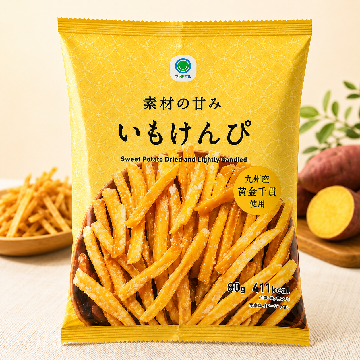 일본 패밀리마트 이모켄피 이모켄삐 고구마스틱스낵 편의점 과자 80g - 상품 이미지