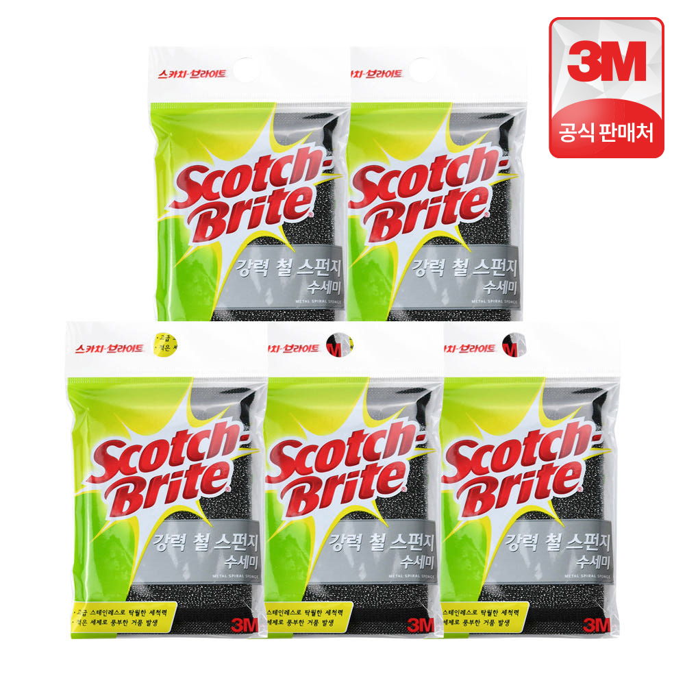 3M 스카치브라이트 강력 철 스펀지 수세미 1개입, 5개 - 상세 이미지 2