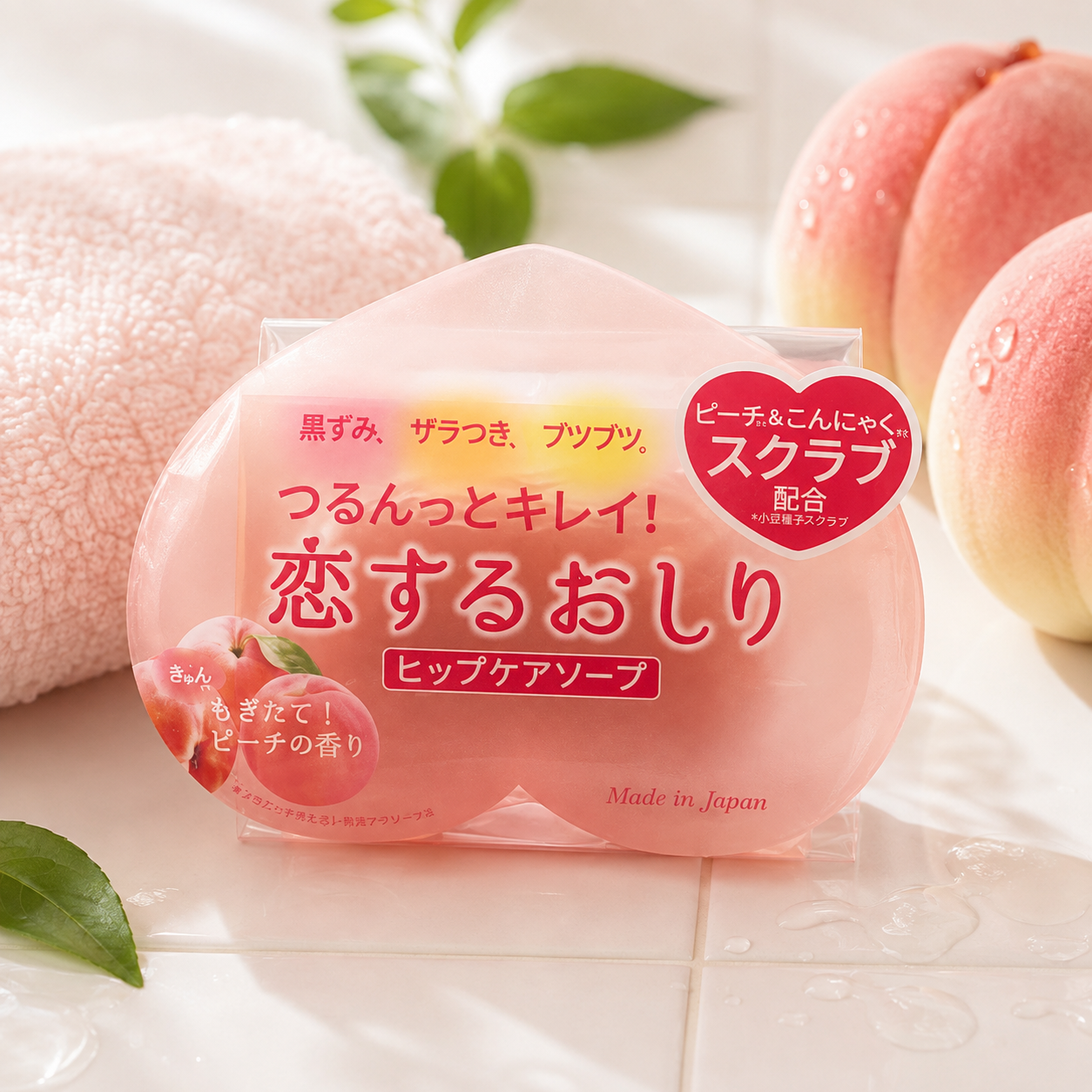 일본 펠리칸비누 코이스루오시리 엉덩이비누 힙케어 복숭아향 80g - 상품 이미지