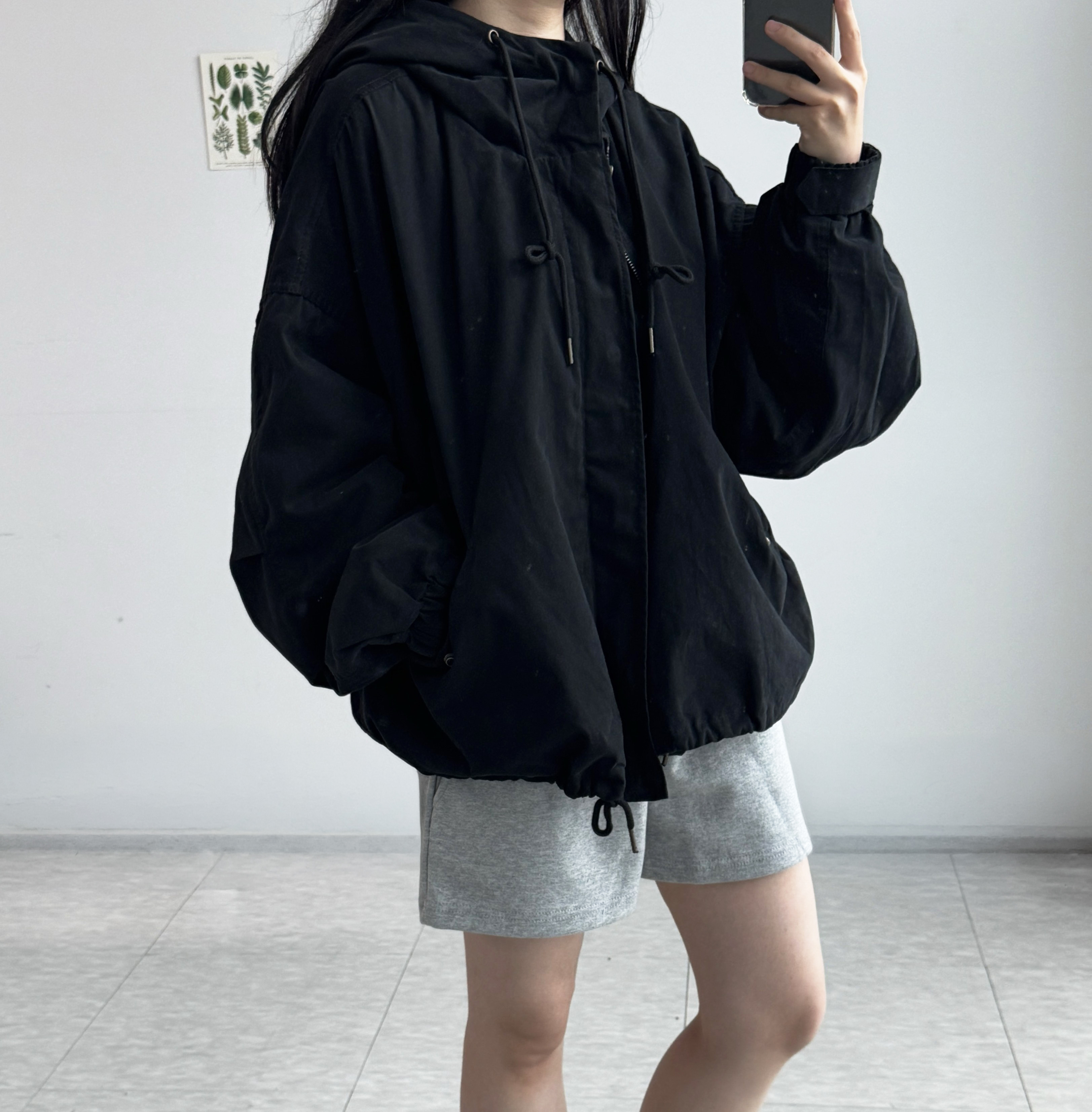 여성 후드 야상 자켓 히든버튼 루즈핏 가을 간절기 점퍼 블루종 캐주얼 데일리 바람막이 자켓 - 상세 이미지 3