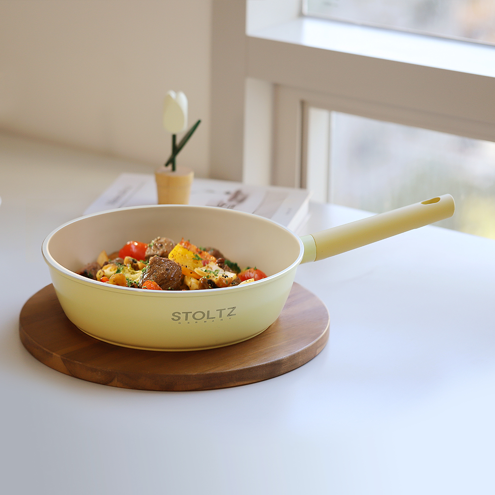 STOLTZ 슈톨츠 쿡웨어 IH 인덕션용 웍팬 궁중팬 28cm, 옐로우 - 상세 이미지 2