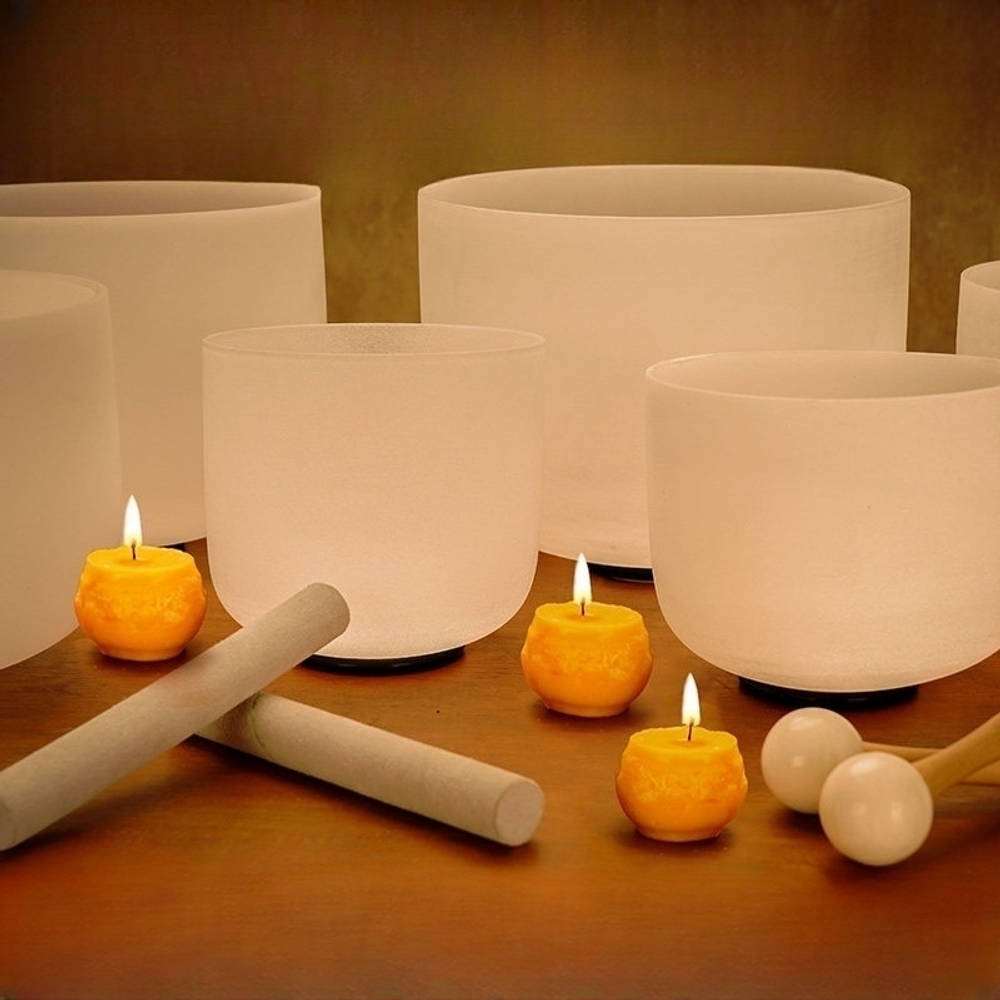 크리스탈 싱잉볼 명상도구 사운드 불교 요가 수련용품 화이트 직경 20cm - 상세 이미지 2