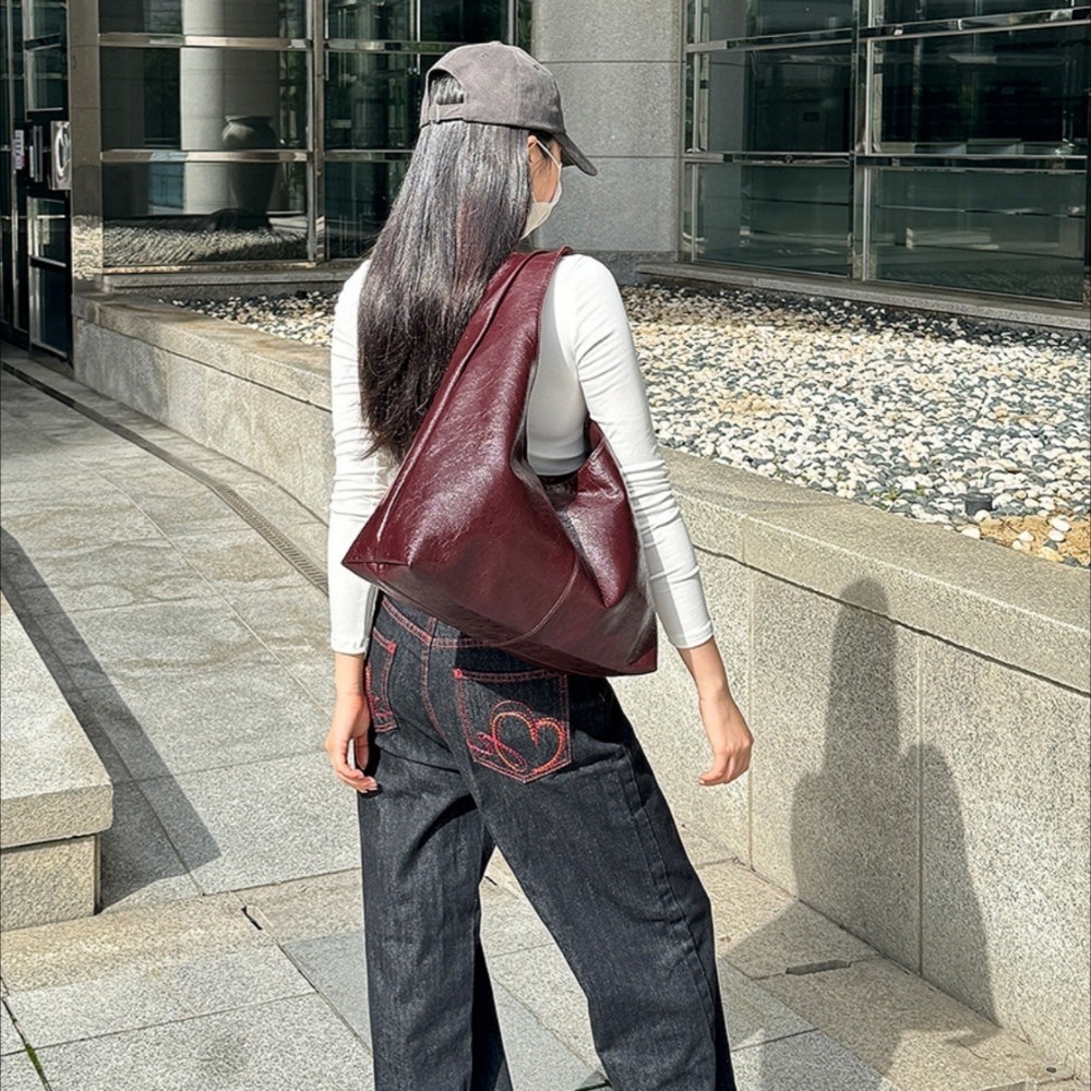여성 레더 대용량 호보 숄더백 보부상가방 데일리 수납력좋은가방 이미지 6
