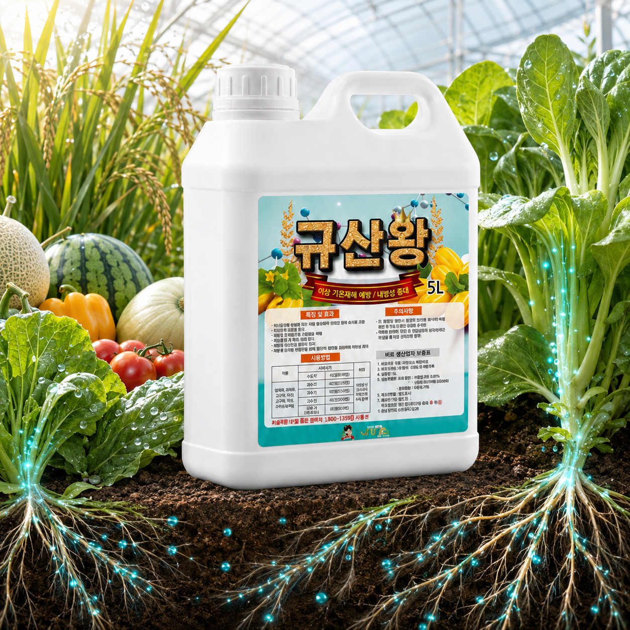 규산왕 5L 이상기온장애 예방 내병성 도장 도복억제 산성토양중화 큐티클라층 형성 - 상품 이미지
