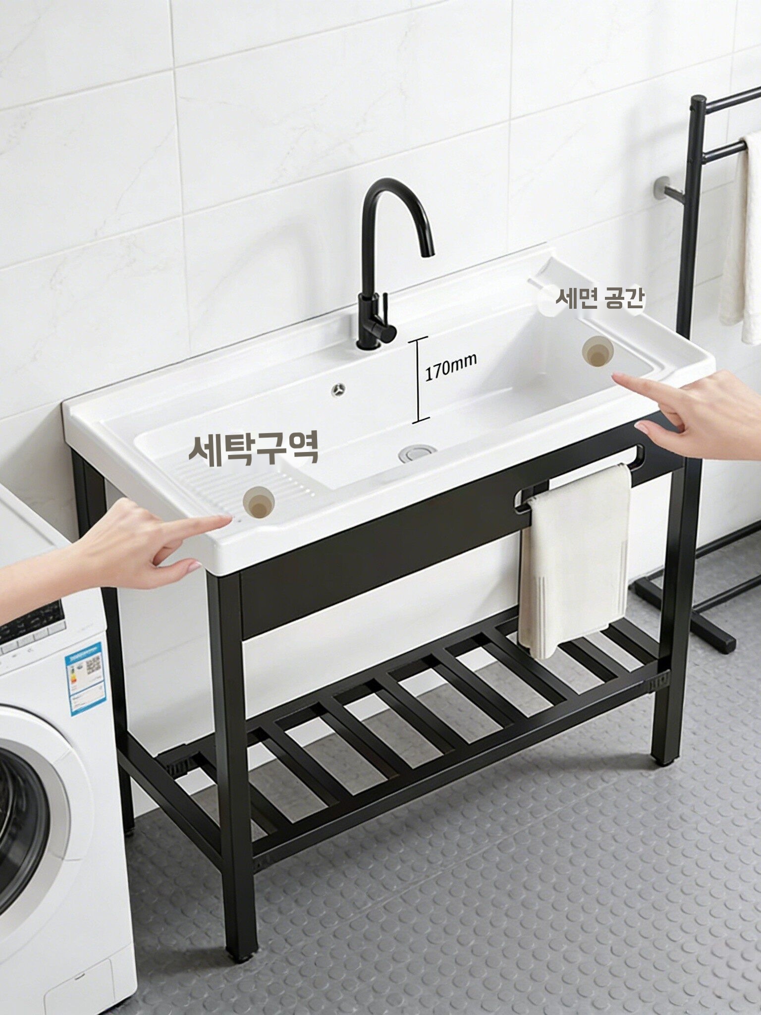 애벌빨래 싱크대 개수대 주방 소형 미니 세탁 빨래 보조 싱크볼 세탁실 다용도실 애벌 스텐 - 상세 이미지 2