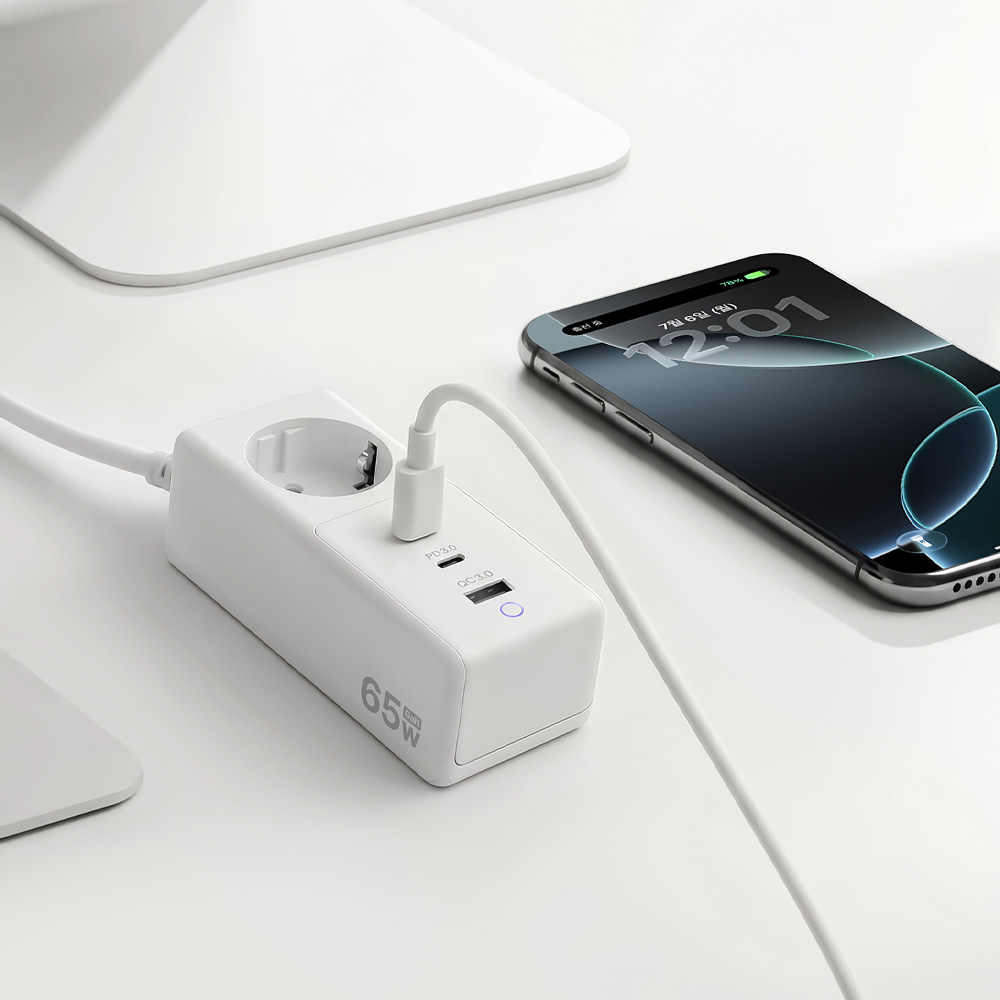 코니야 멀티콘센트 1구 USB 올인원 멀티탭 GaN65W 초고속충전 4000W - 상세 이미지 4