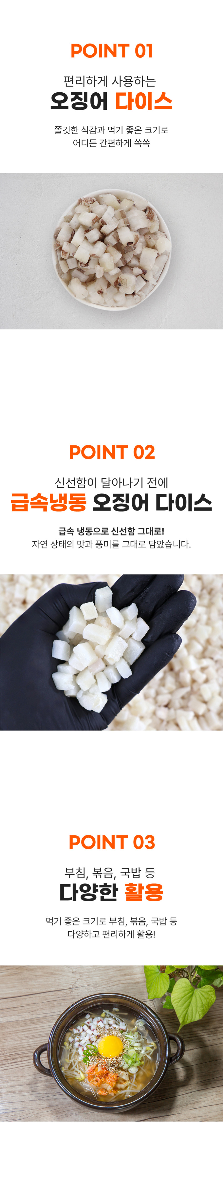 오징어 다짐 10kg 몸 귀 다이스 다지기 큐브 콩나물국밥 해물전 판매처 상세 정보 이미지 4