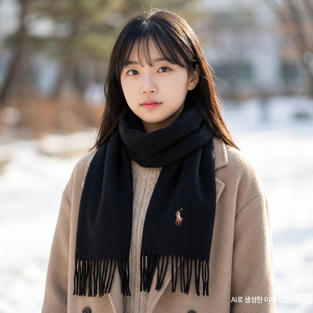 폴로 랄프로렌 남녀공용 목도리 스카프 머플러 PC1047-001 블랙 미국판 - 상세 이미지 3