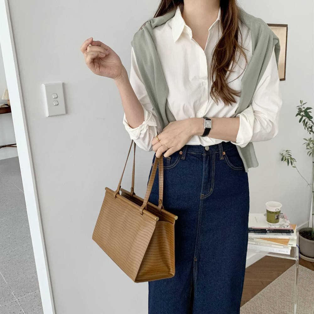 파스텔 루즈핏 면 여성 셔츠 가을 셔츠 여자 남방 카라 소라색 하늘색 화이트 핑크 - 상품 이미지
