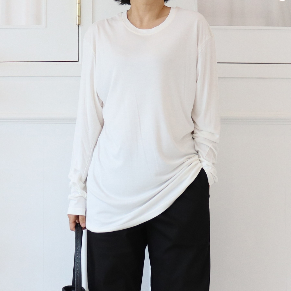 빅사이즈 무지 긴팔 텐셀 데일리 롱 티셔츠 기본 베이직 봄 가을 티셔츠 95 100 105 - 상품 이미지
