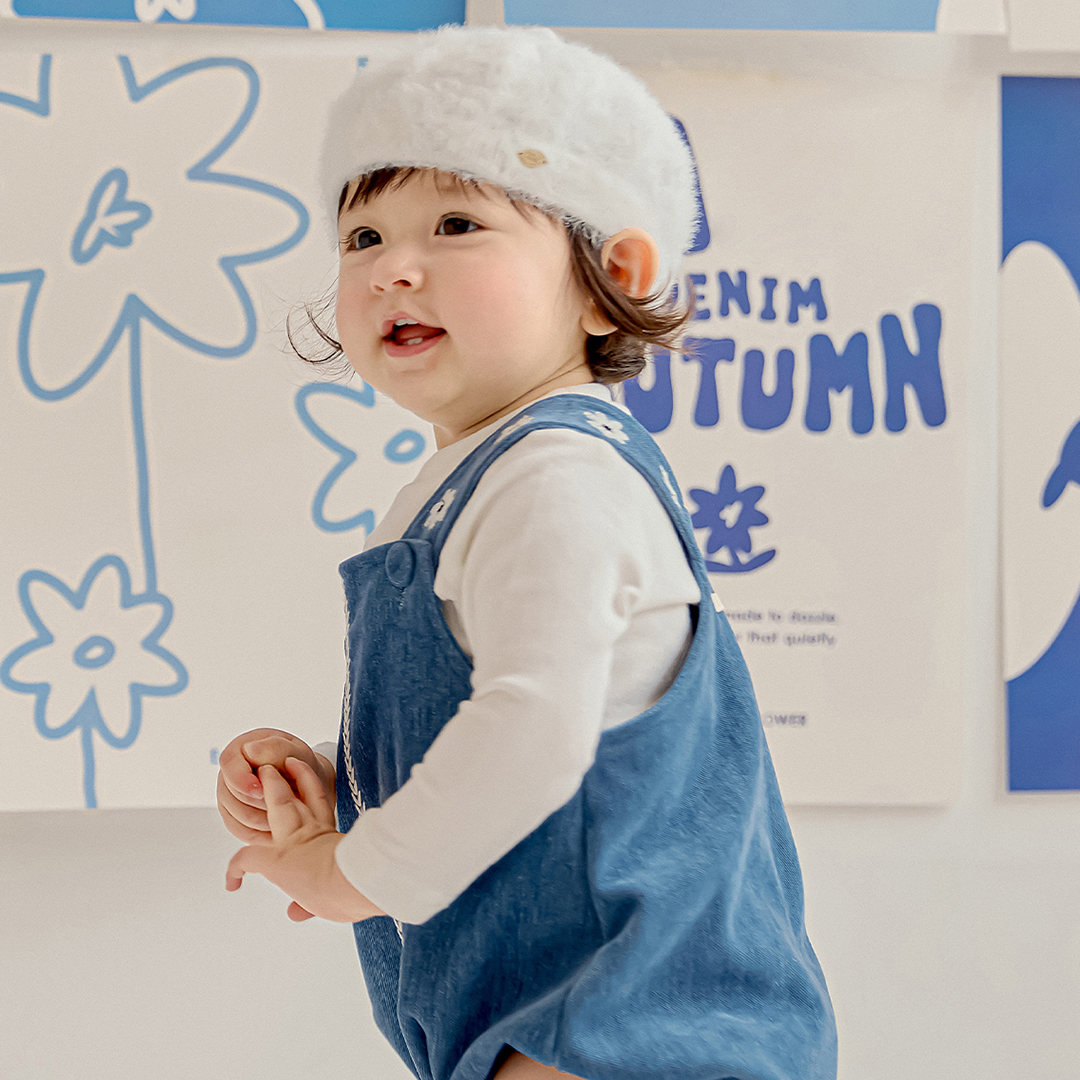 아기 데님 멜빵바지 보니플라워 - 상세 이미지 4