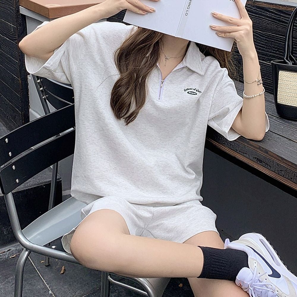 스포티 여성 트레이닝 집업 캐주얼 투피스 세트 - 상품 이미지