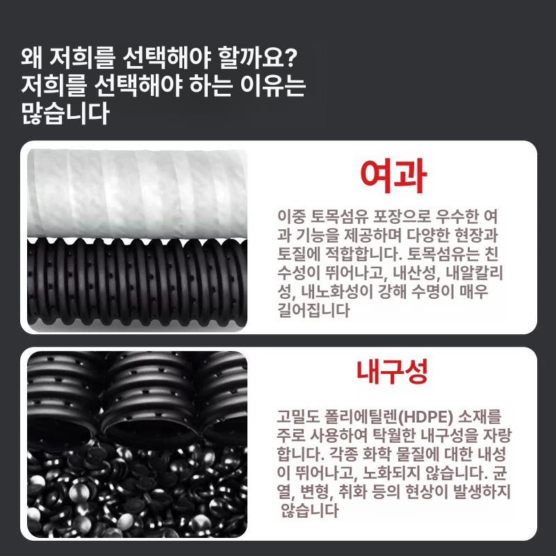 PE유공관 파이프 배수 빗물 천공관 농업용 배수관 주름관 50mm 천 없음 200m - 상세 이미지 2