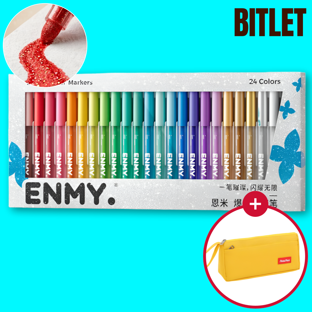 [정품] ENMY 글리터 아크릴 마커 엔미 마카펜 페인트 직액식 비뜰렛 24색, 1개 - 상품 이미지