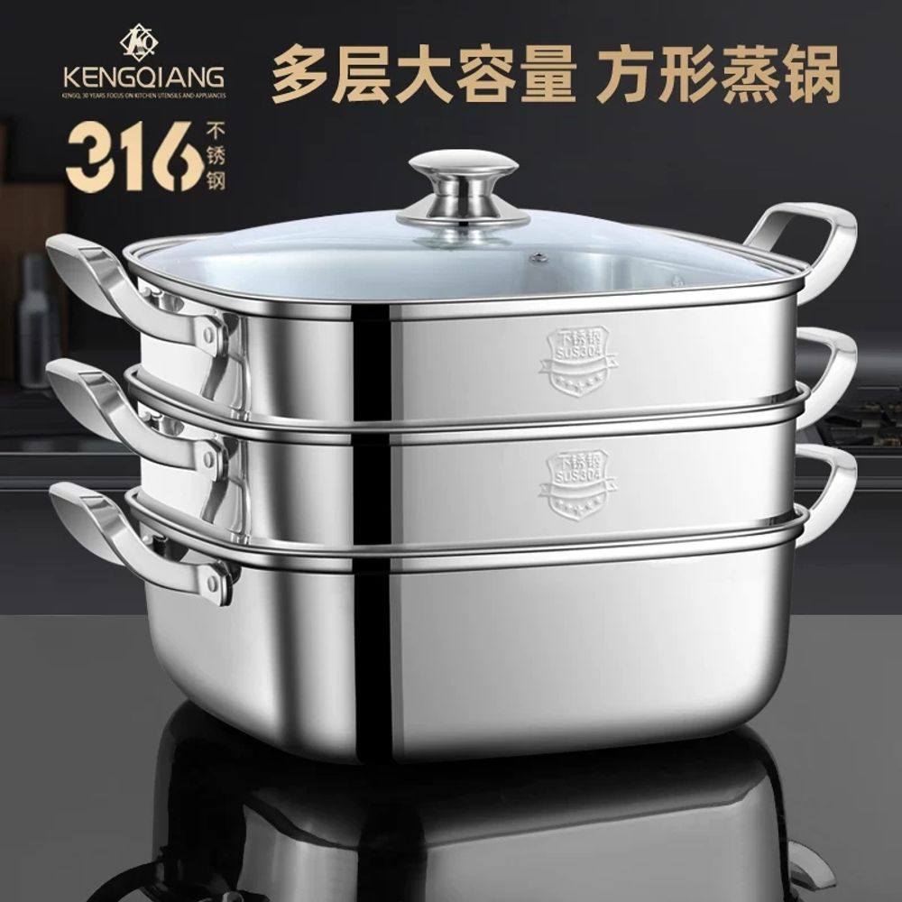 스텐 사각찜기 인덕션 3단찜기 만두 기본형 - 상세 이미지 2