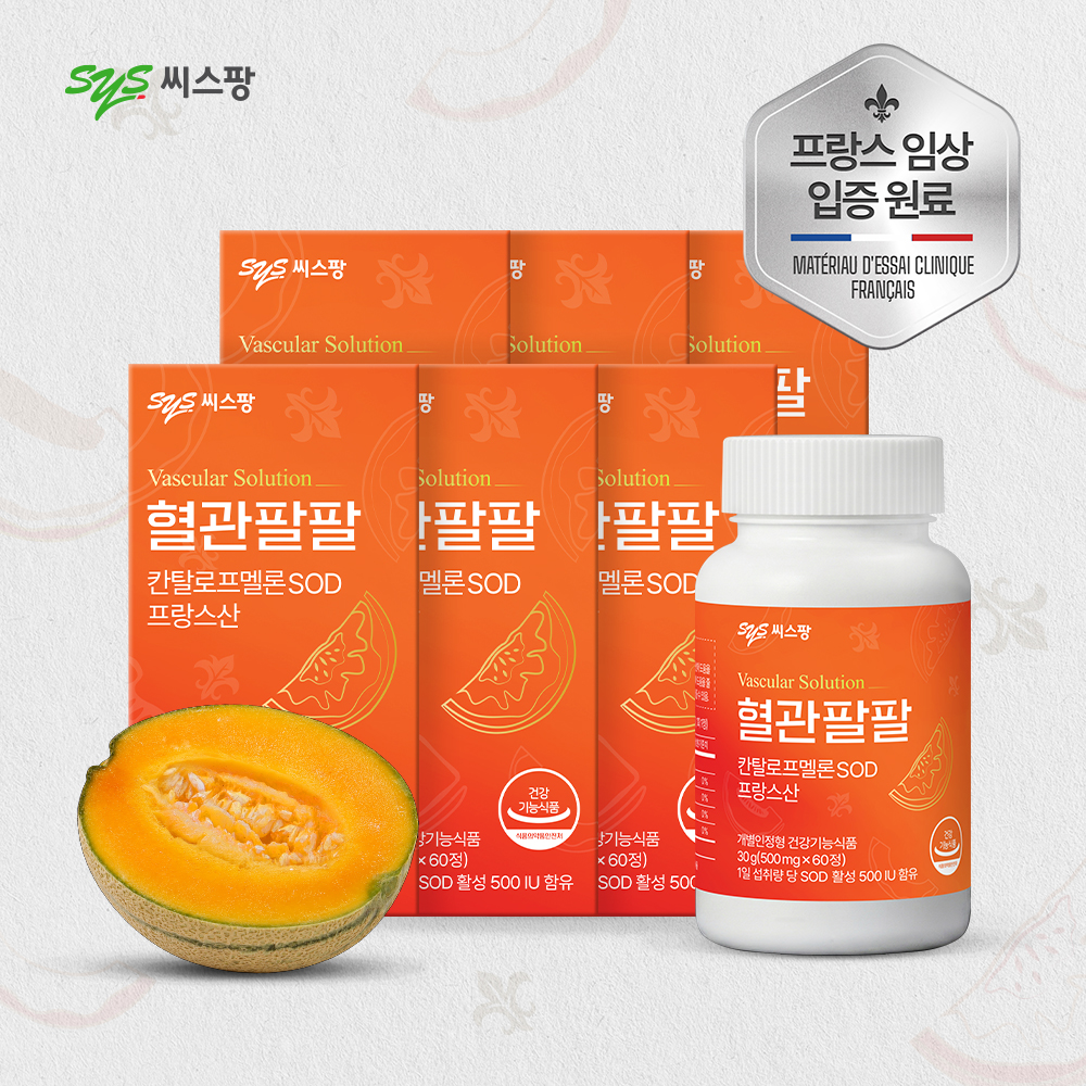 씨스팡 혈관팔팔 칸탈로프멜론추출물 혈행개선 60정, 6개 - 메인 이미지