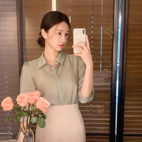 시스루 카라 블라우스 bs7556