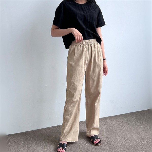 데일리 와이드 팬츠 여름 여성 와이드 팬츠 린넨 원턱 바지