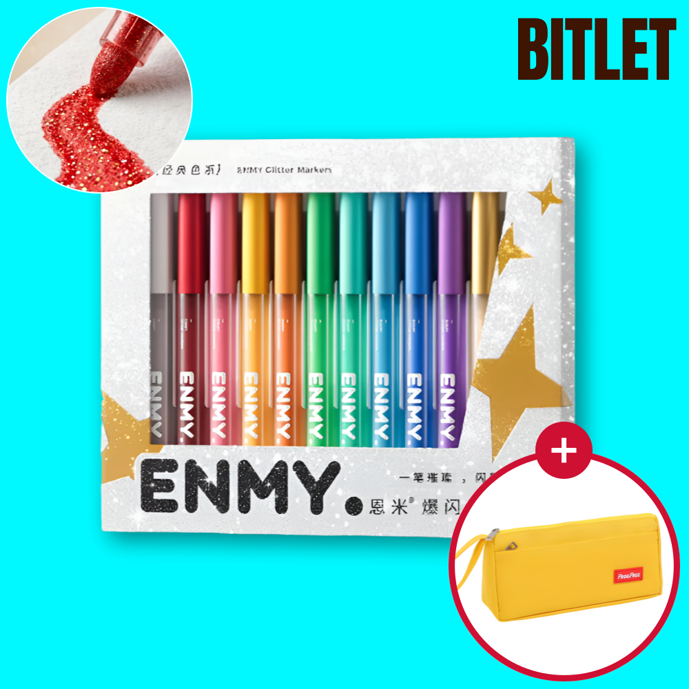 [정품] ENMY 글리터 아크릴 마커 엔미 마카펜 페인트 직액식 비뜰렛 12색, 1개 - 상품 이미지
