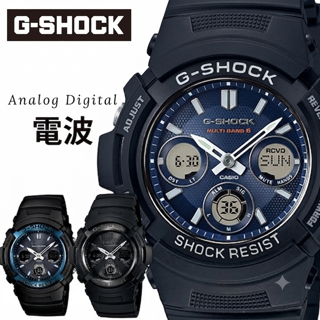 CASIO G-SHOCK AWG-M100 전파솔라 아나디지 멀티밴드6 남성시계 - 상품 이미지